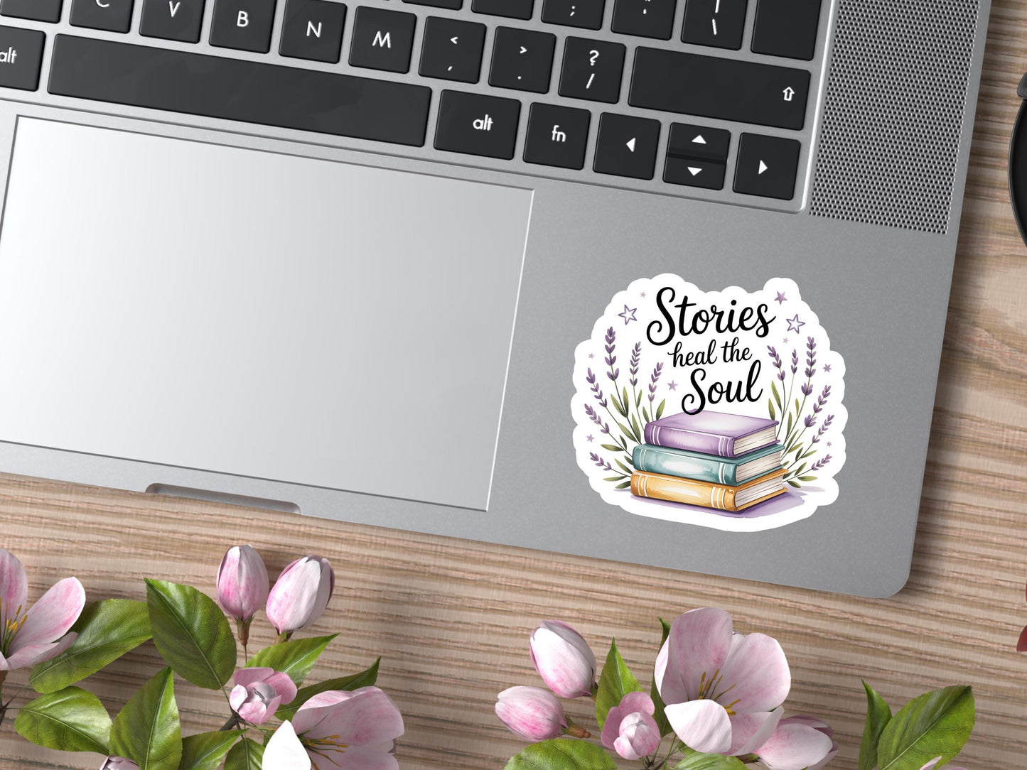 Stories Heal The Soul Lavender Flowers & Books Sticker