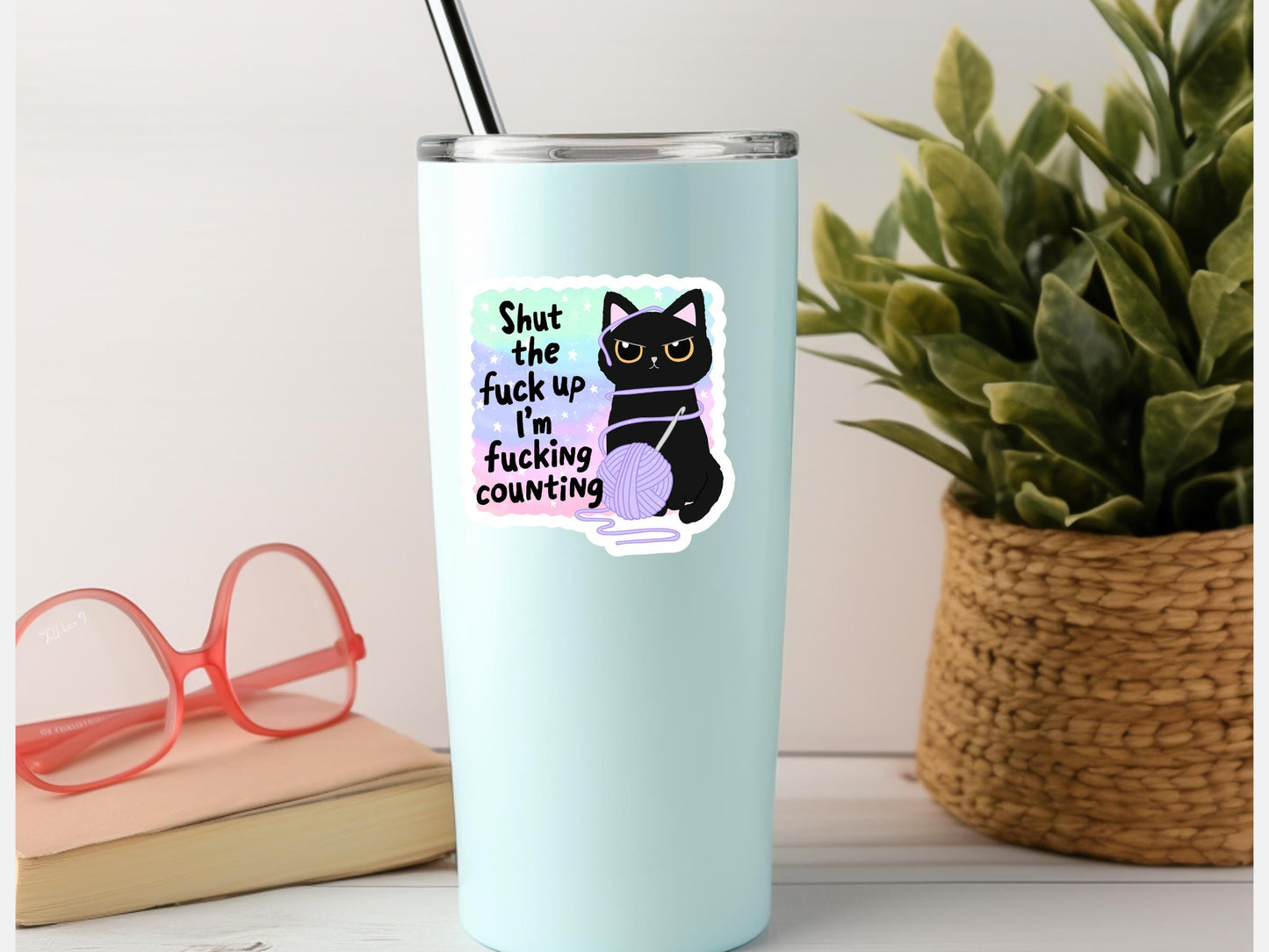 Shut The Fuck Up I'm Counting Black Cat Sticker