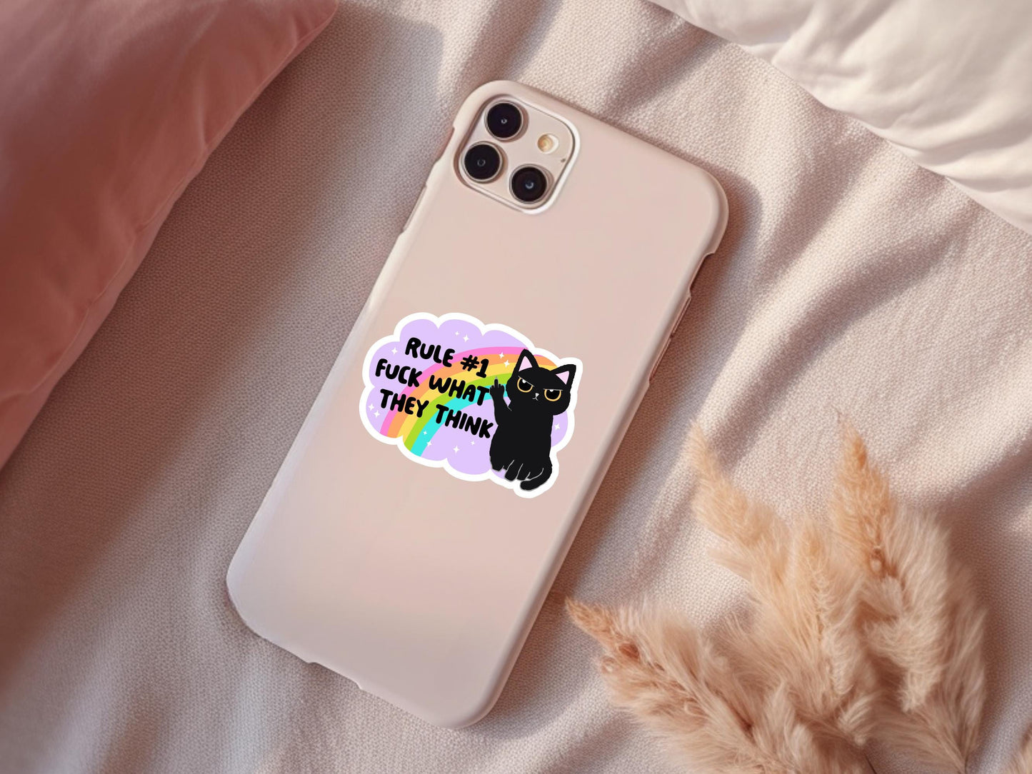 Rule #1 Fuck What They Think Black Cat Sticker