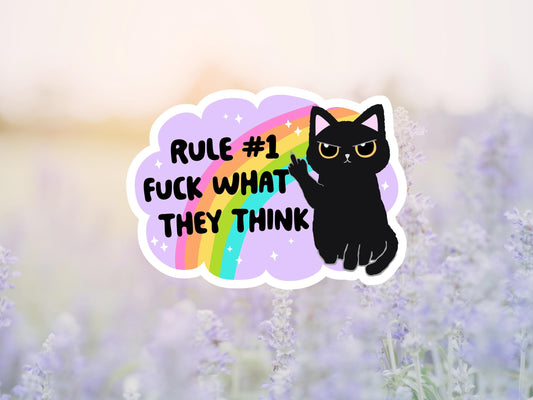 Rule #1 Fuck What They Think Black Cat Sticker