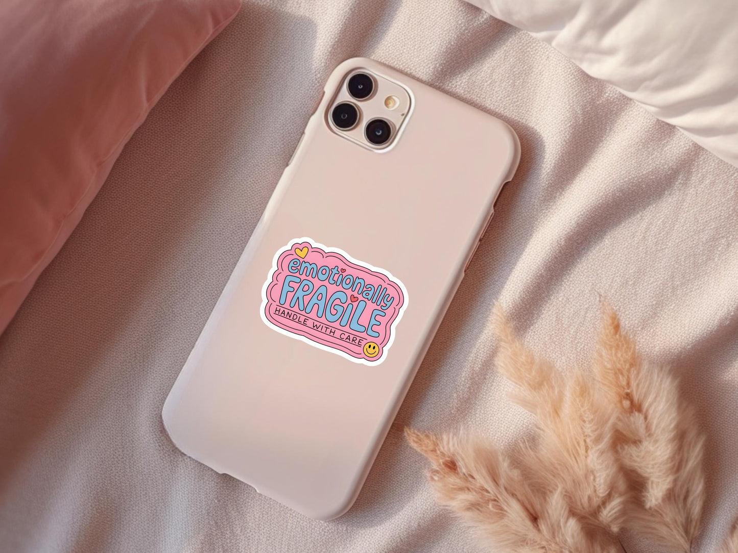 Emotionally Fragile Handle With Care Pink Sticker