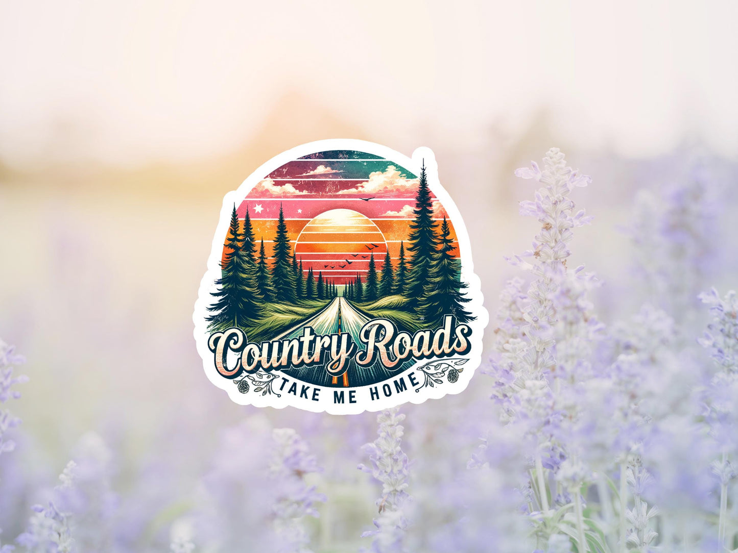 Country Roads Take Me Home Sunset Sticker