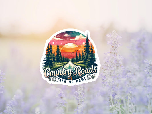 Country Roads Take Me Home Sunset Sticker