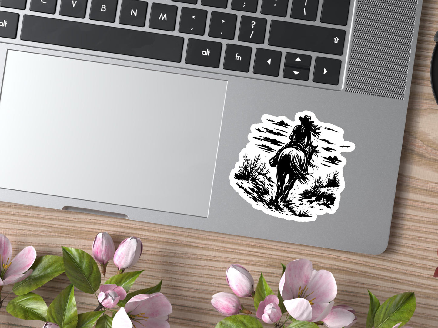 Cowgirl Riding Outline Sticker