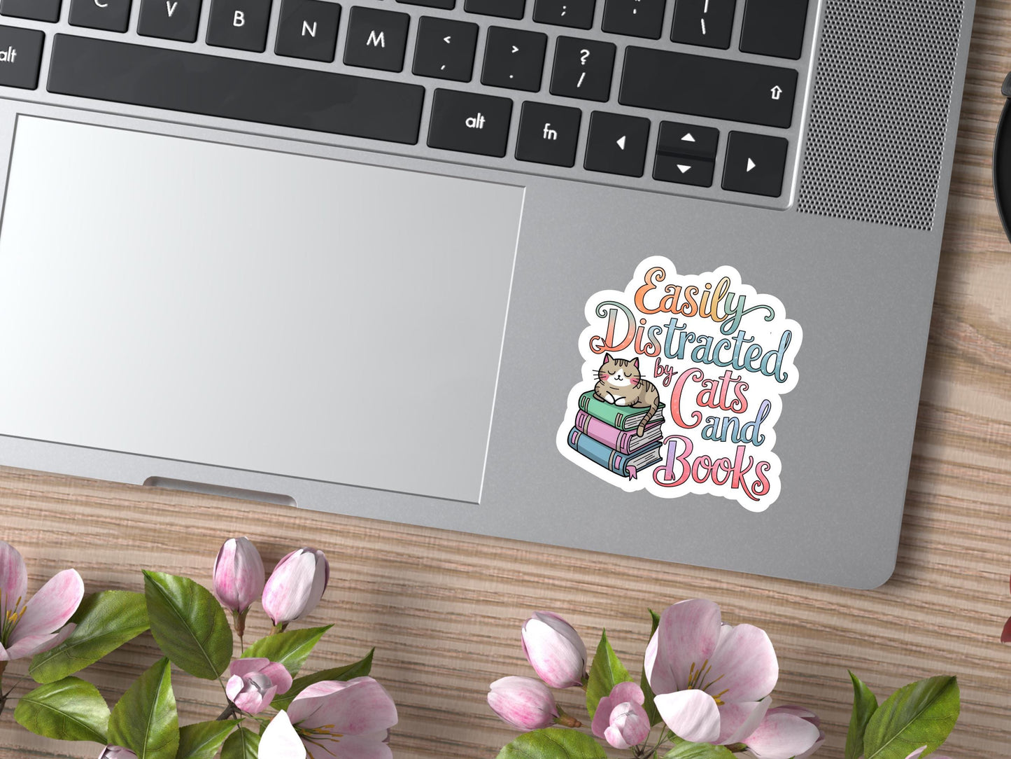 Easily Distracted By Cats and Books Sticker