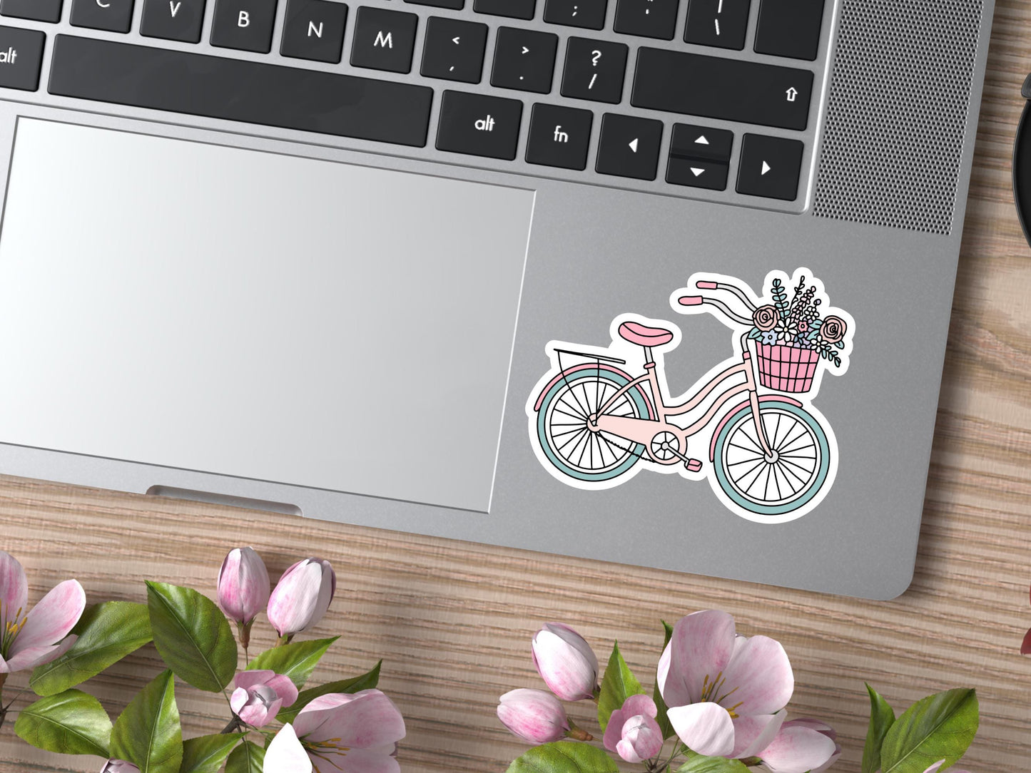 Girl Pink Bike With Flower Basket Sticker