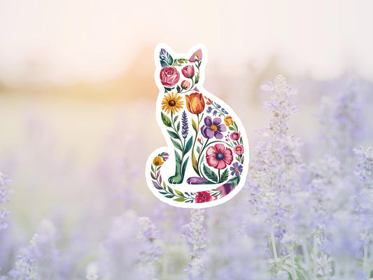 Floral Cat Sticker