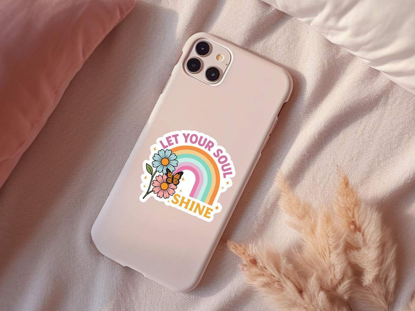 Let Your Soul Shine Rainbow and Flower Sticker