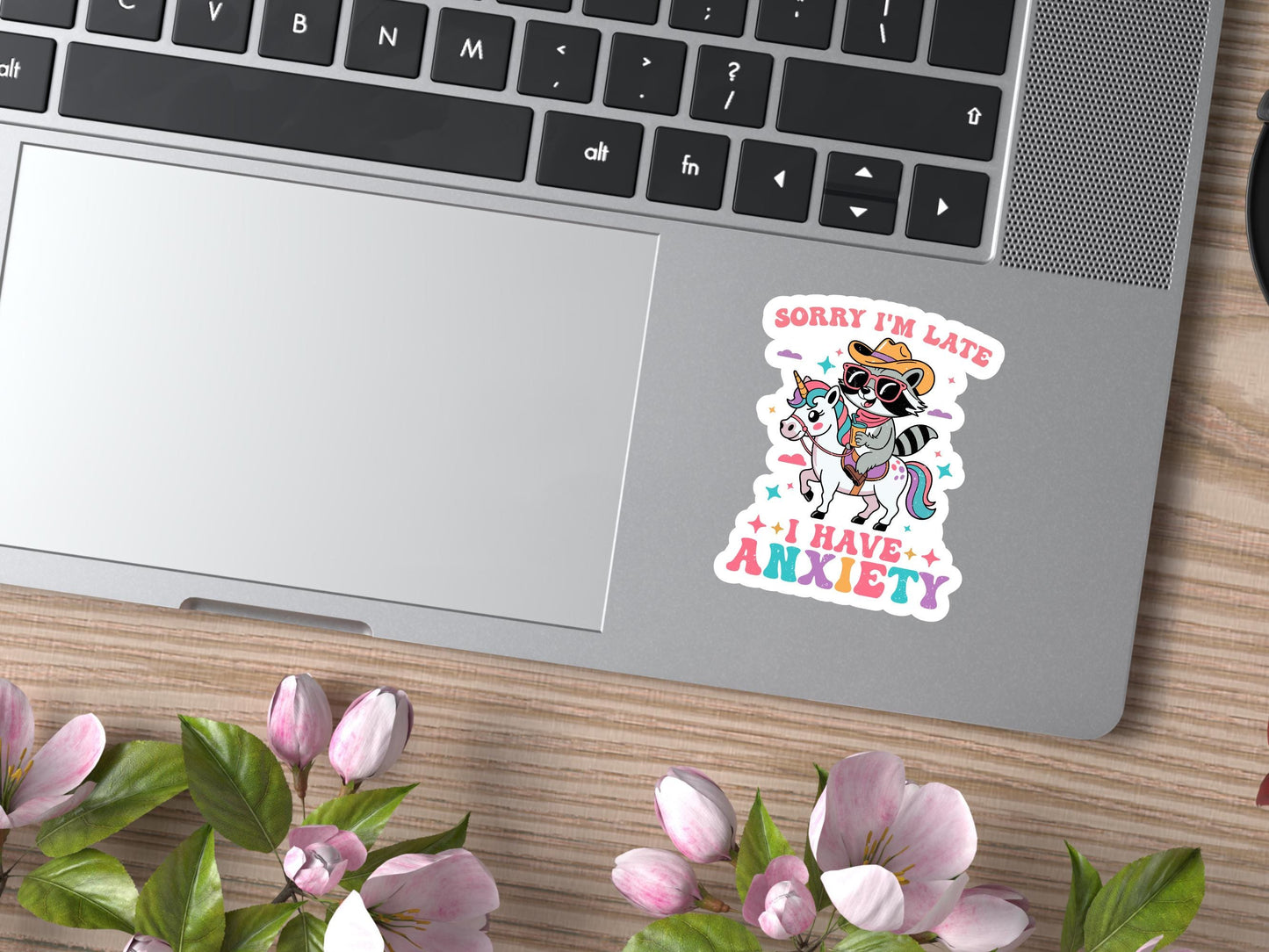 Sorry I'm Late I Have Anxiety Raccoon and Unicorn Sticker