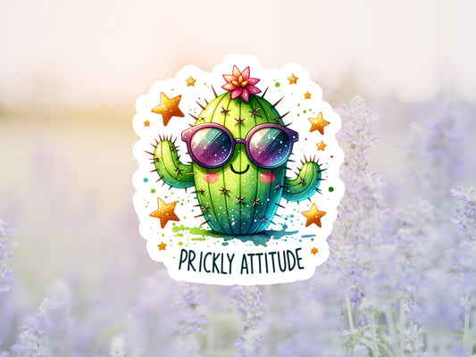 Prickly Attitude Cactus with Sunglasses Sticker