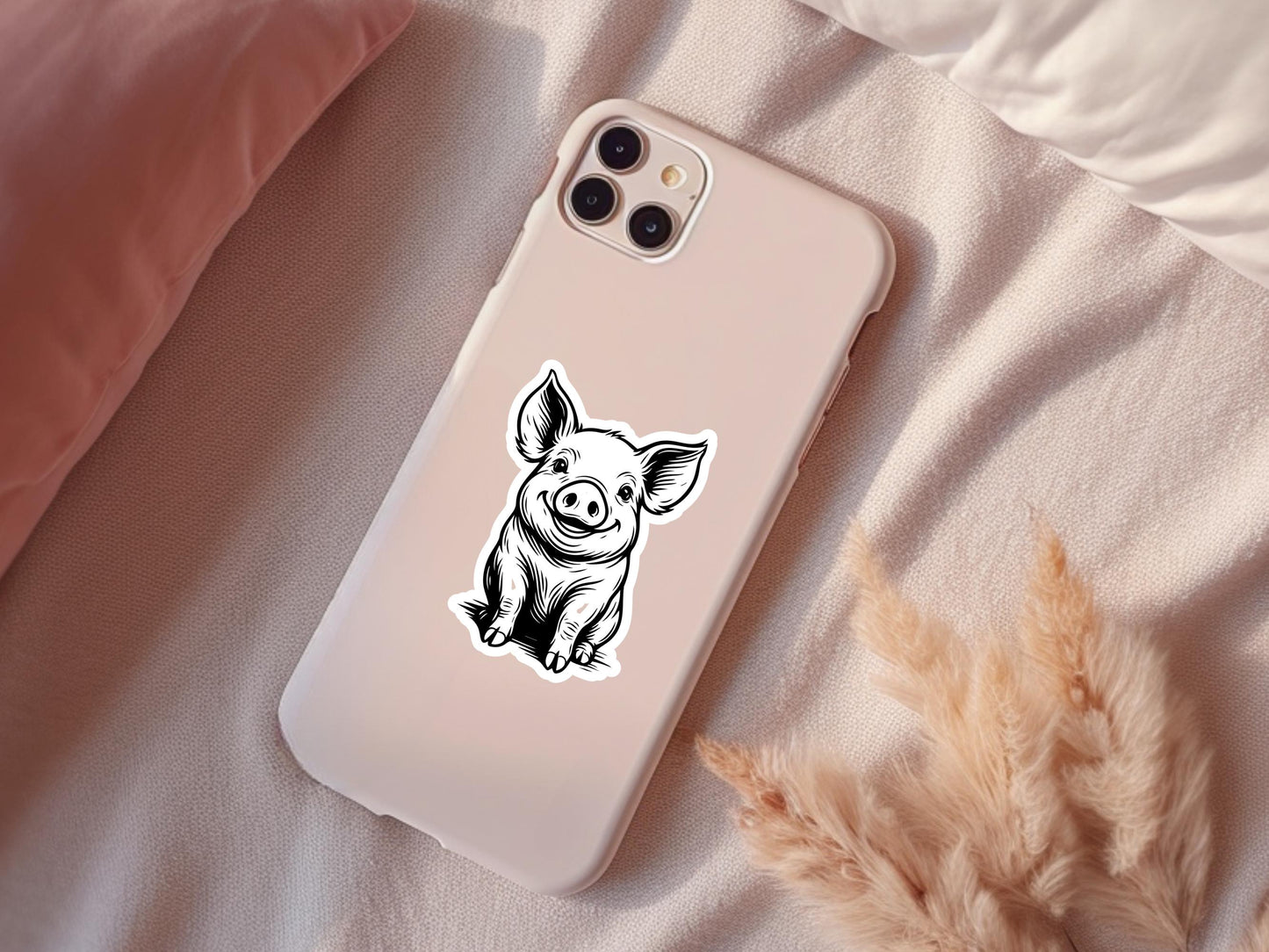 Little Black Pig Outline Sticker