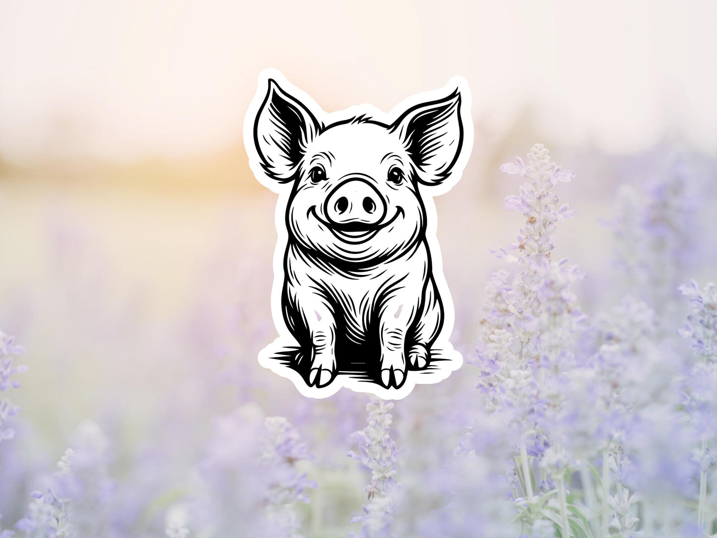 Little Black Pig Outline Sticker
