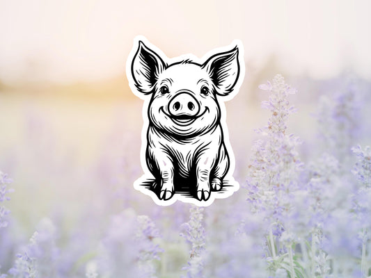 Little Black Pig Outline Sticker