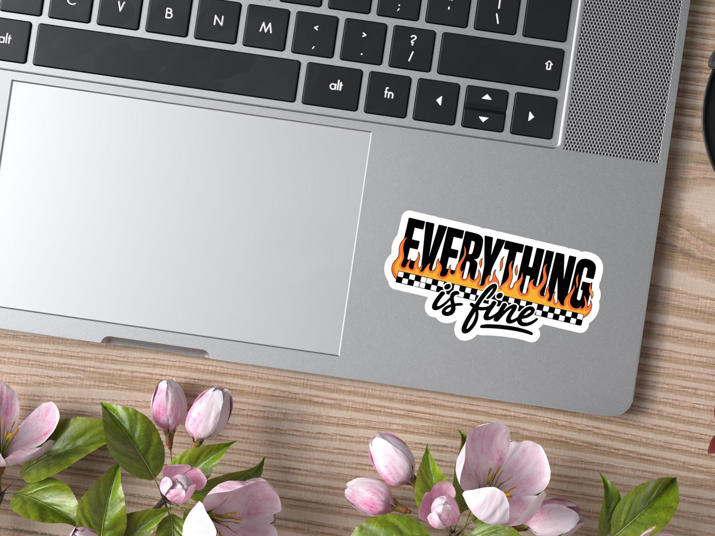 Everything Is Fine Checker and Flame Sticker