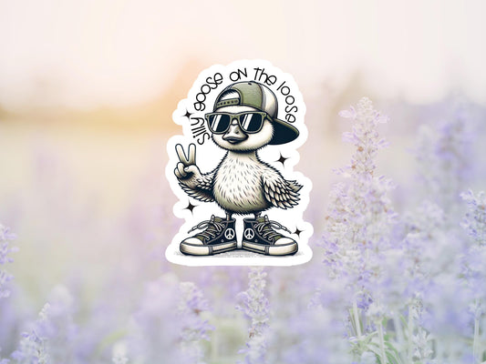 Silly Goose On The Loose Duck with Sneakers Sticker