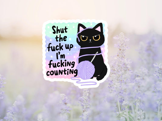 Shut The Fuck Up I'm Counting Black Cat Sticker