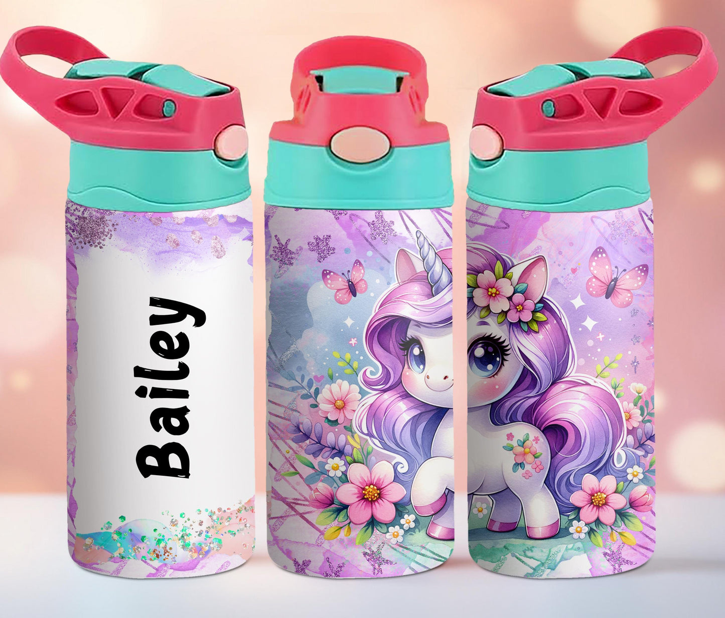 Purple Unicorn Kids Personalized 12oz Tumbler