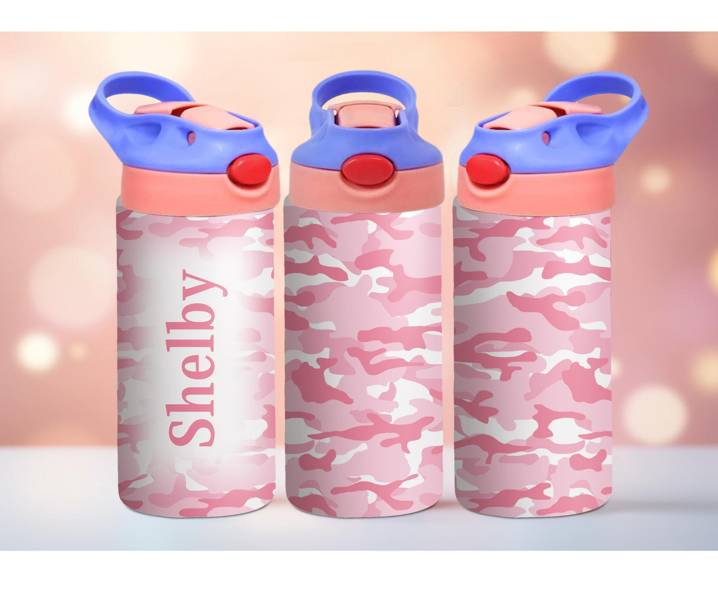 Light Pink Camo Kids Personalized 12oz Tumbler
