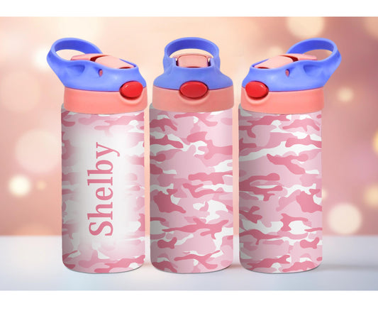 Light Pink Camo Kids Personalized 12oz Tumbler