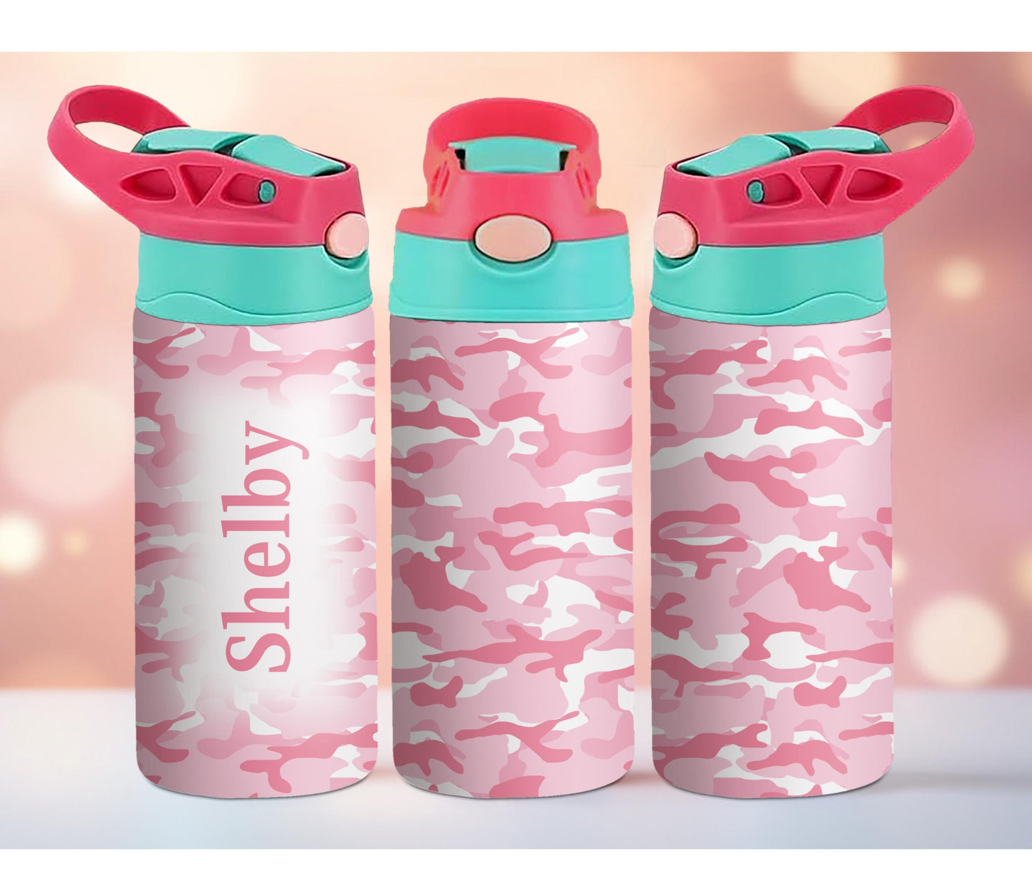 Light Pink Camo Kids Personalized 12oz Tumbler