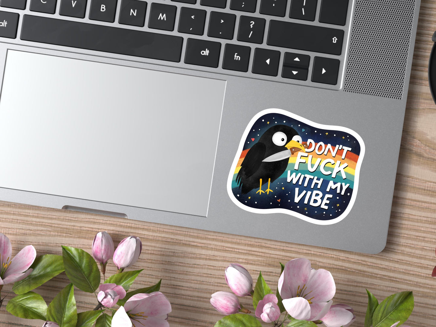 Don't Fuck With My Vibe Crow With Knife Sticker