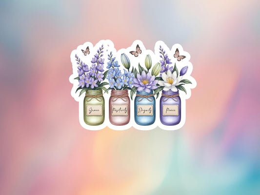 Larkspur & Water Lily July Birth Month Flower Sticker