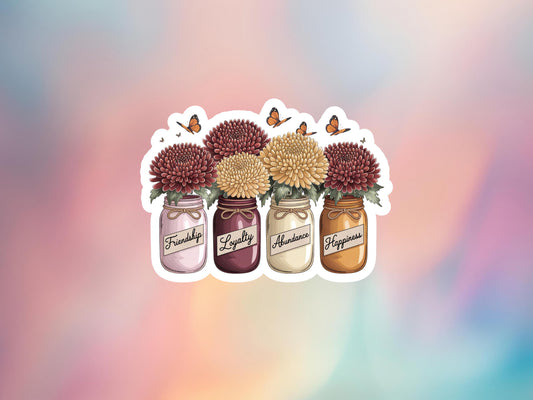 Chrysanthemum November Birth Flower Sticker
