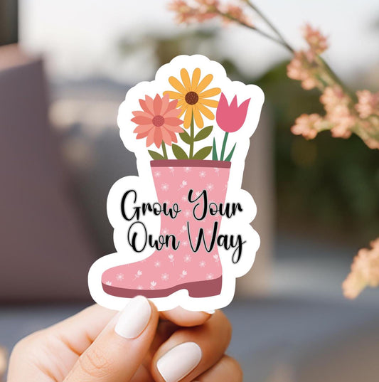 Grow Your Own Way Boot With Flowers Sticker