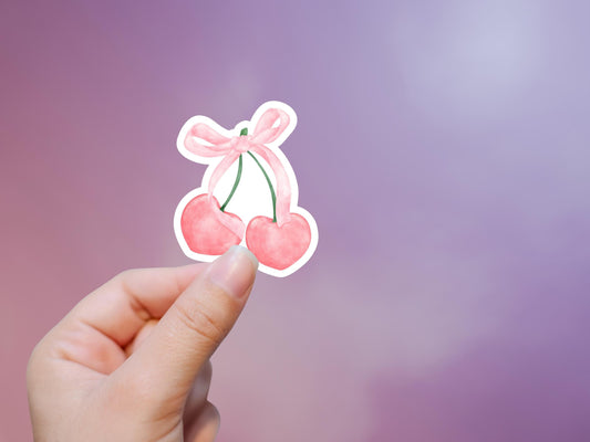 Light Pink Cherry Bow Sticker