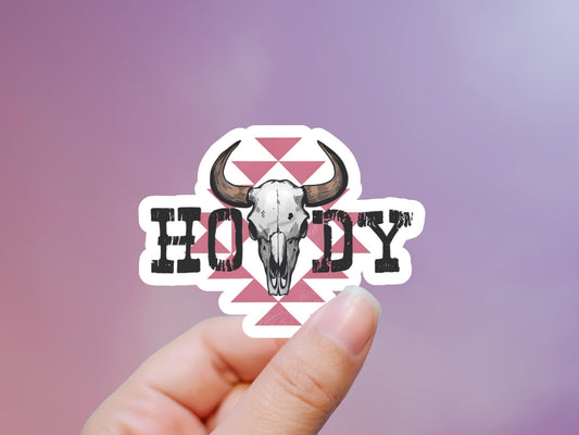 Western Howdy Longhorn Skull Sticker