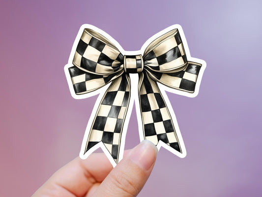 Checkered Racing Bow Sticker