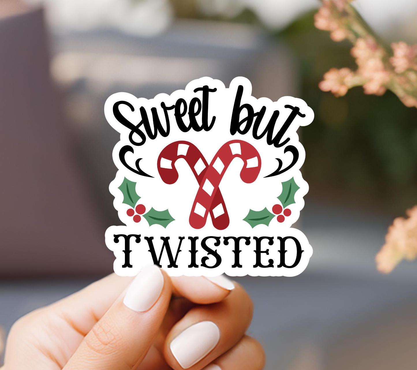 Sweet But Twisted Candy Cane Sticker