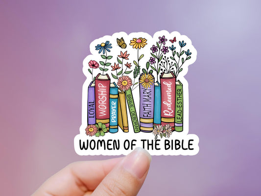Women of the Bible Books and Flowers Sticker