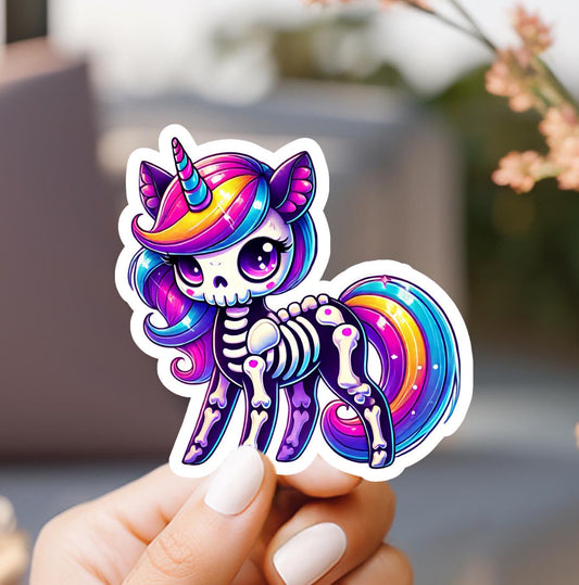 Rainbow Skeleton Unicorn Sticker
