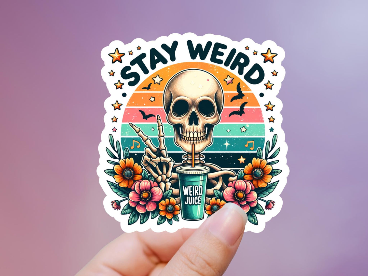 Stay Weird Skeleton Sticker