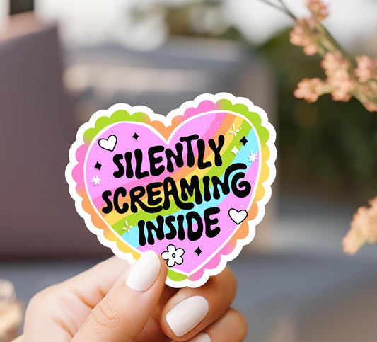 Silently Screaming Inside Heart Sticker