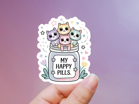 My Happy Pills Pastel Cats Sticker