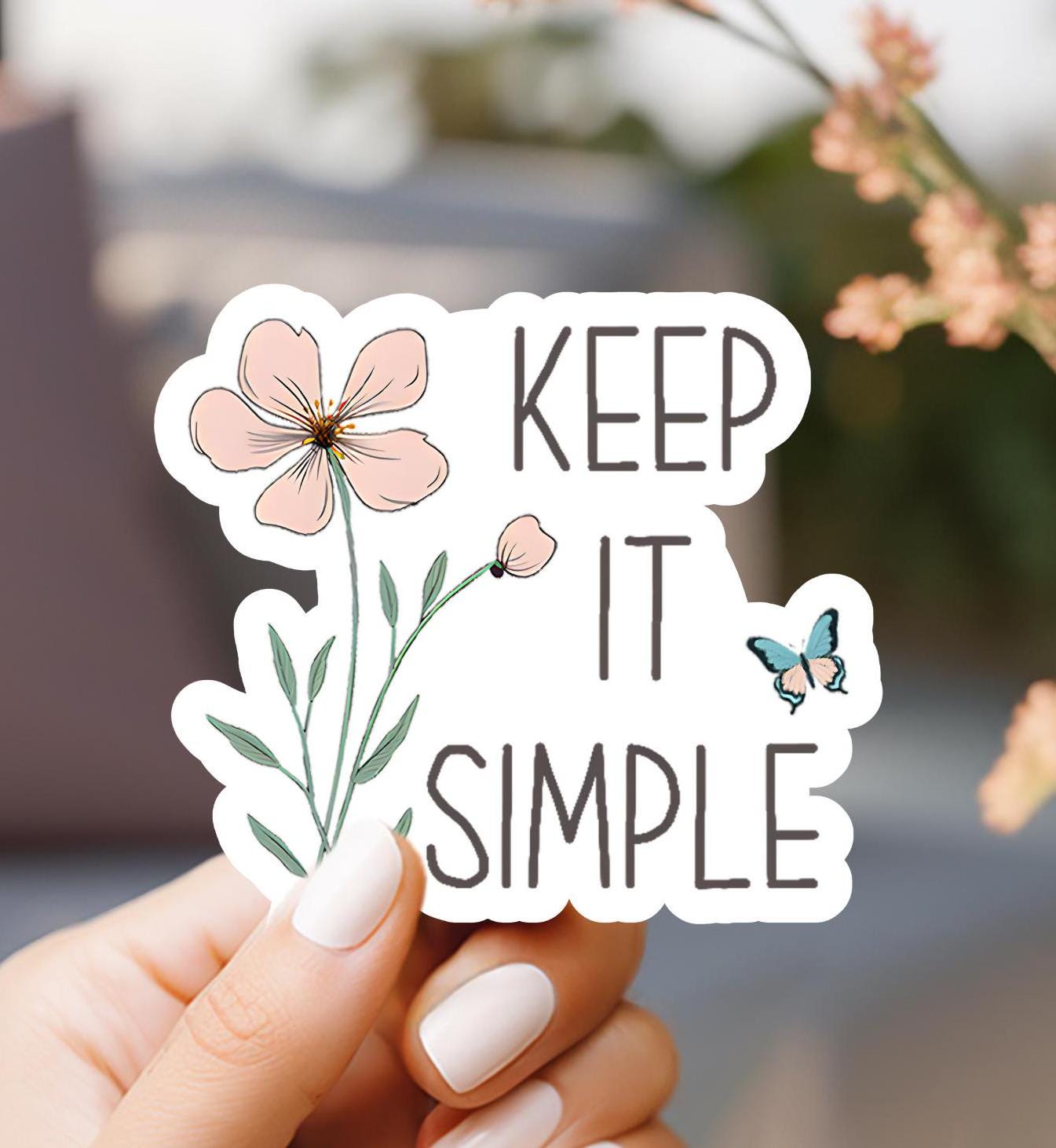 Keep It Simple Pink Flower and Butterfly Sticker