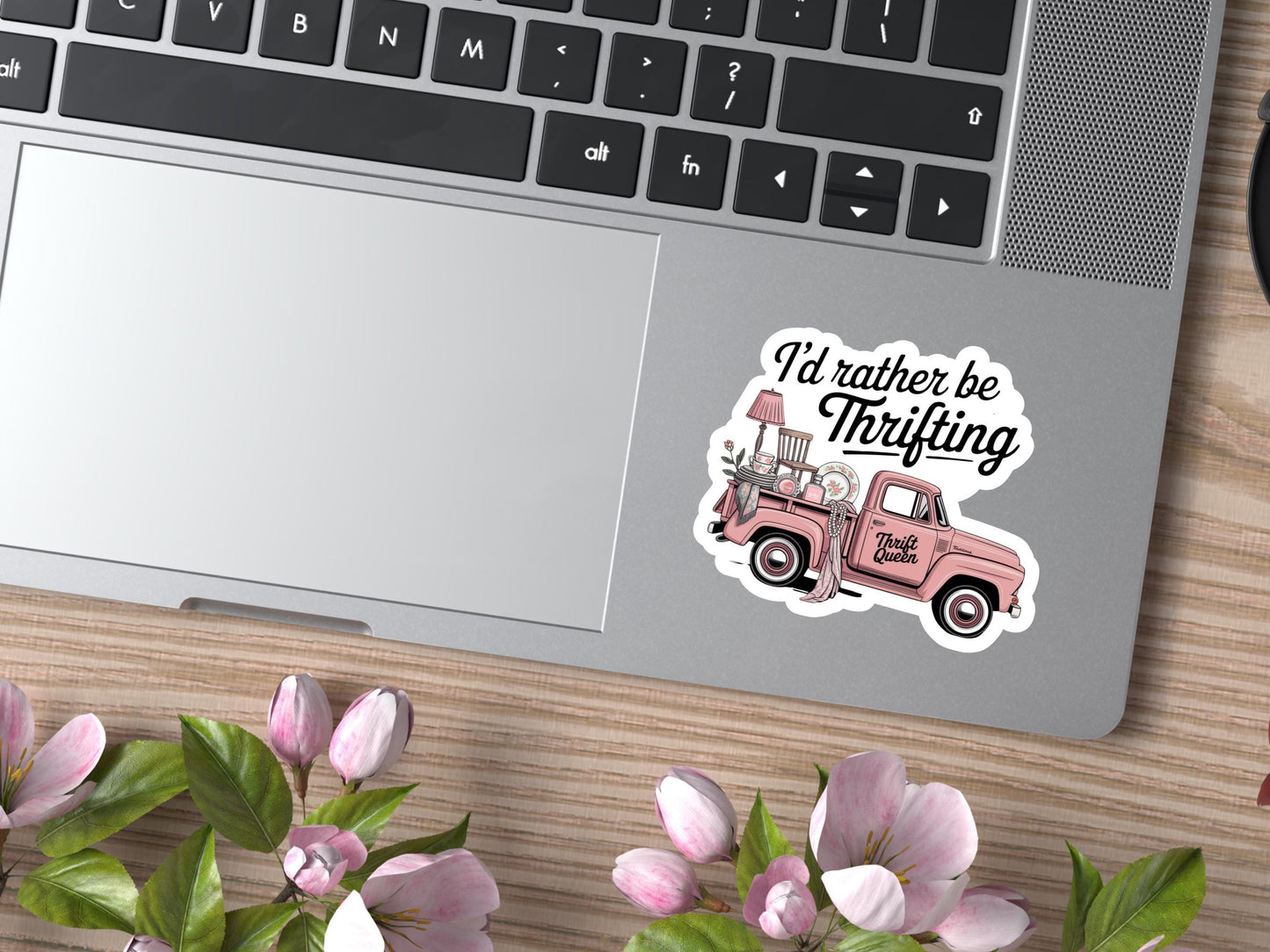 I'd Rather Be Thrifting Pink Truck Sticker