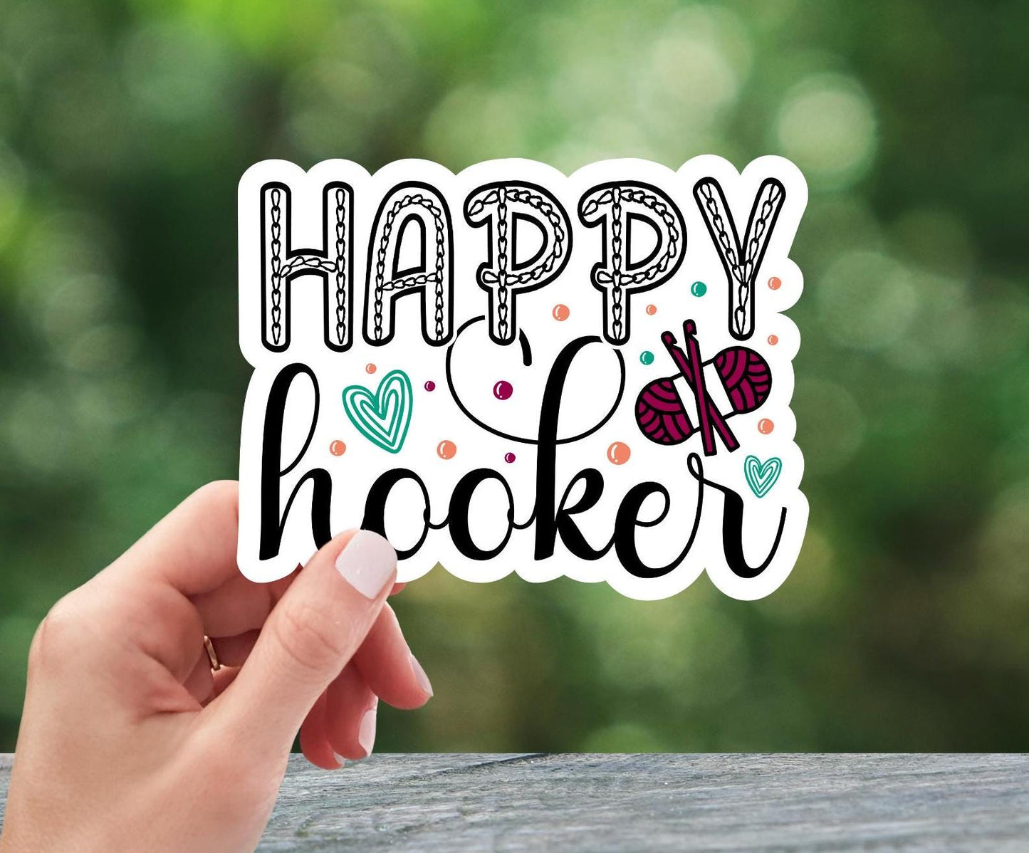 Happy Hooker Crochet Sticker