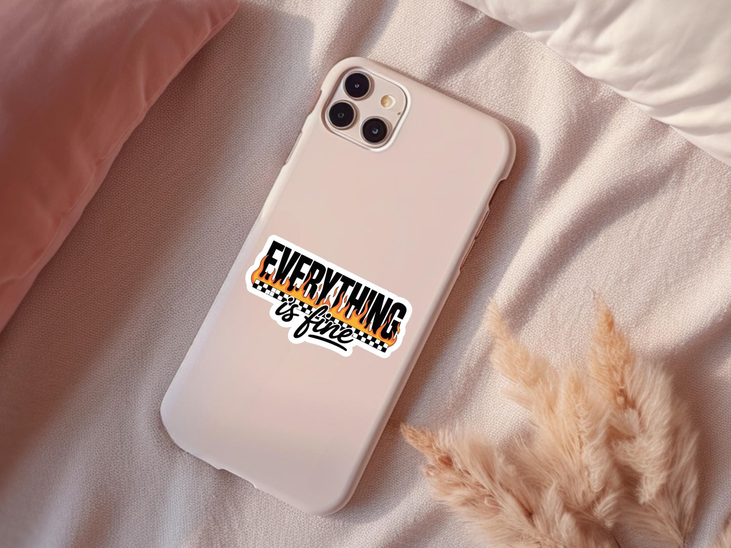 Everything Is Fine Checker and Flame Sticker