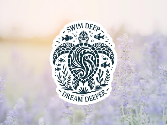 Swim Deep Dream Deeper Turtle Sticker
