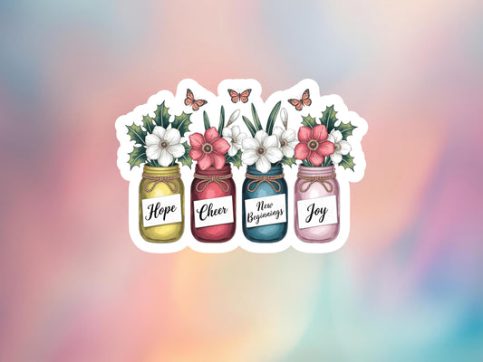 Holly & Narcissus December Birth Month Flower Sticker