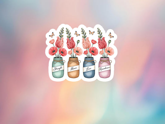 Gladiolus & Poppy August Birth Month Flower Sticker