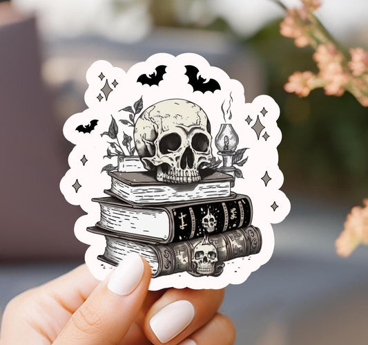 Skull and Books Sticker
