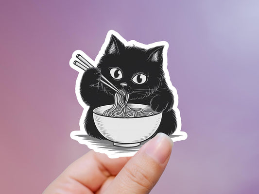 Ramen Black Cat Sticker