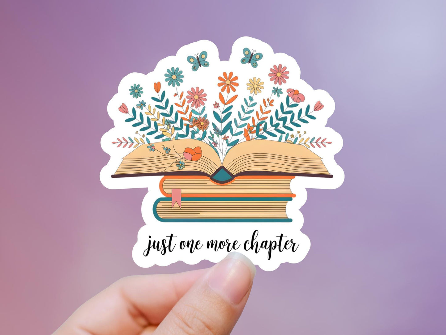 Just One More Chapter Open Book Sticker