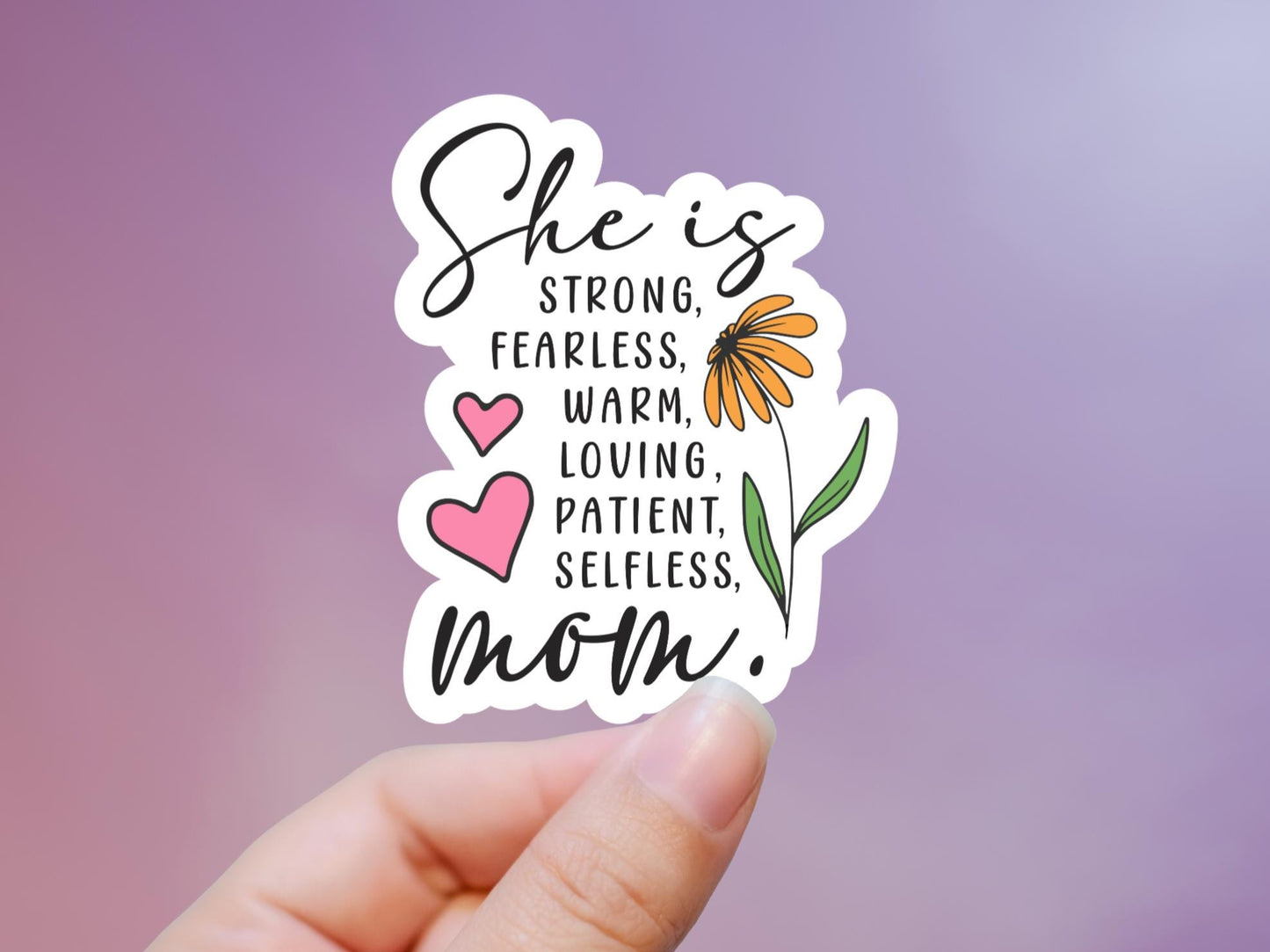 Strong Mom Flower Sticker