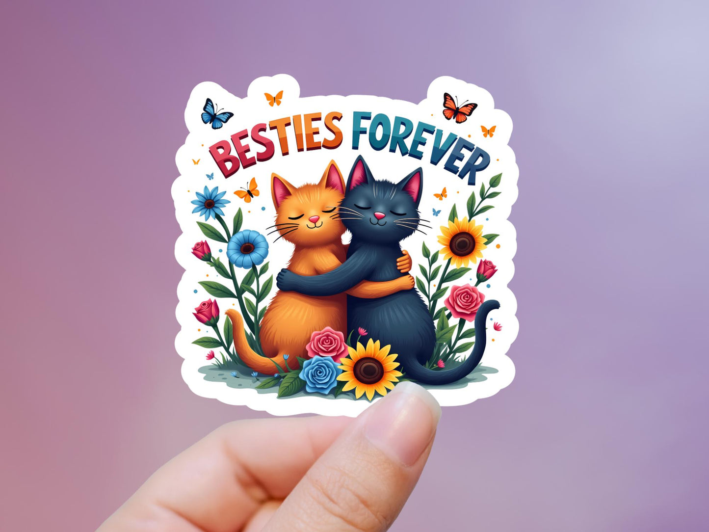 Besties Forever Cat Sticker
