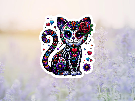 Sugar Skull Cat Sticker